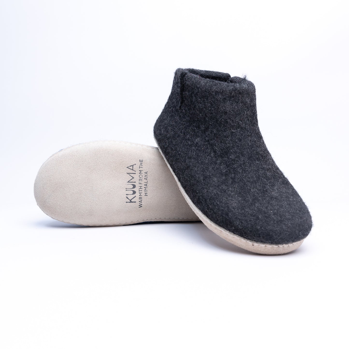 KUUMA - Graphite Wool Felt Boots Unisex, Cozy, Handmade Indoor Comfort