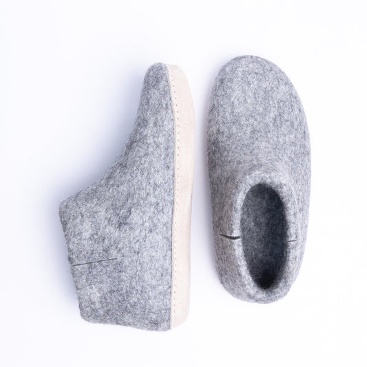 Marbled Light Grey Wool Felt Boots