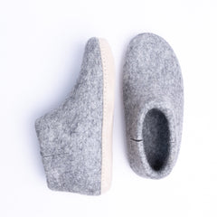 Marbled Light Grey Wool Felt Boots - Kuuma Shoes