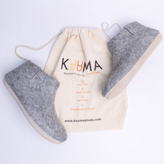 Marbled Light Grey Wool Felt Boots - Kuuma Shoes