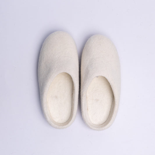 Neutral Cream Wool Slippers