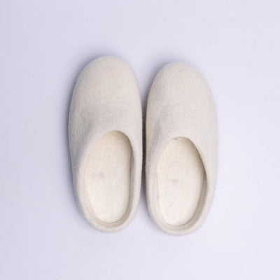Neutral Cream Wool Slippers