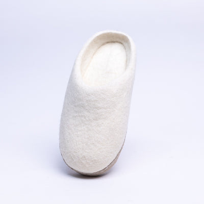 Neutral Cream Wool Slippers