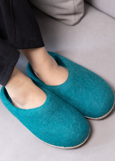 Peacock Felt Slippers