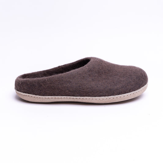 Dark Brown Wool Felt Slippers