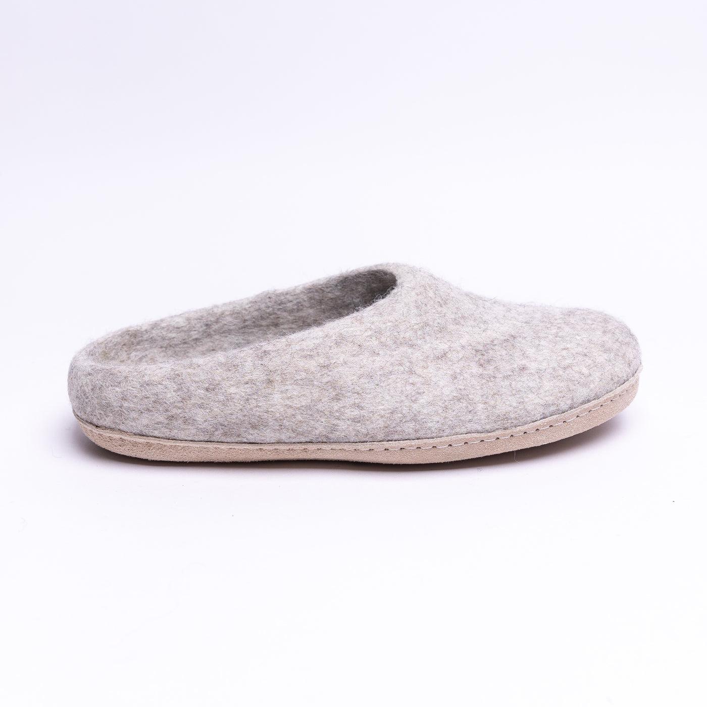 Marbled Tan Wool Felt Slippers