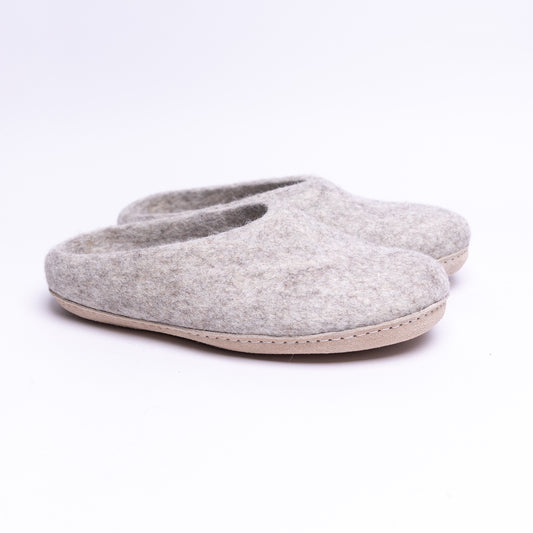 Marbled Tan Wool Felt Slippers