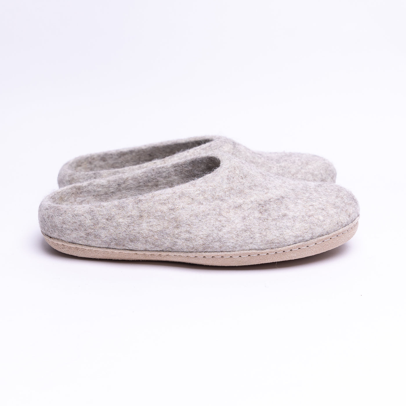 Marbled Tan Wool Felt Slippers