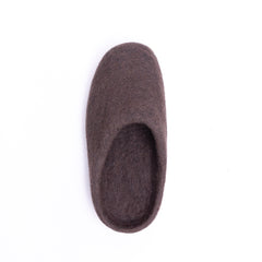 Dark Brown Wool Felt Slippers - Kuuma Shoes
