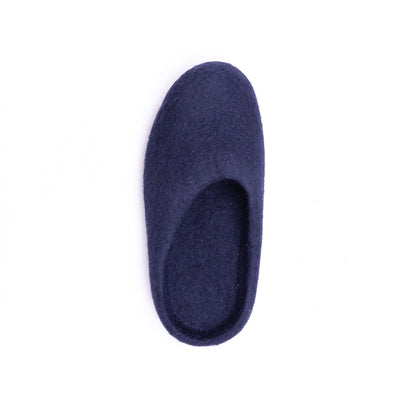 Navy Wool Felt Slippers