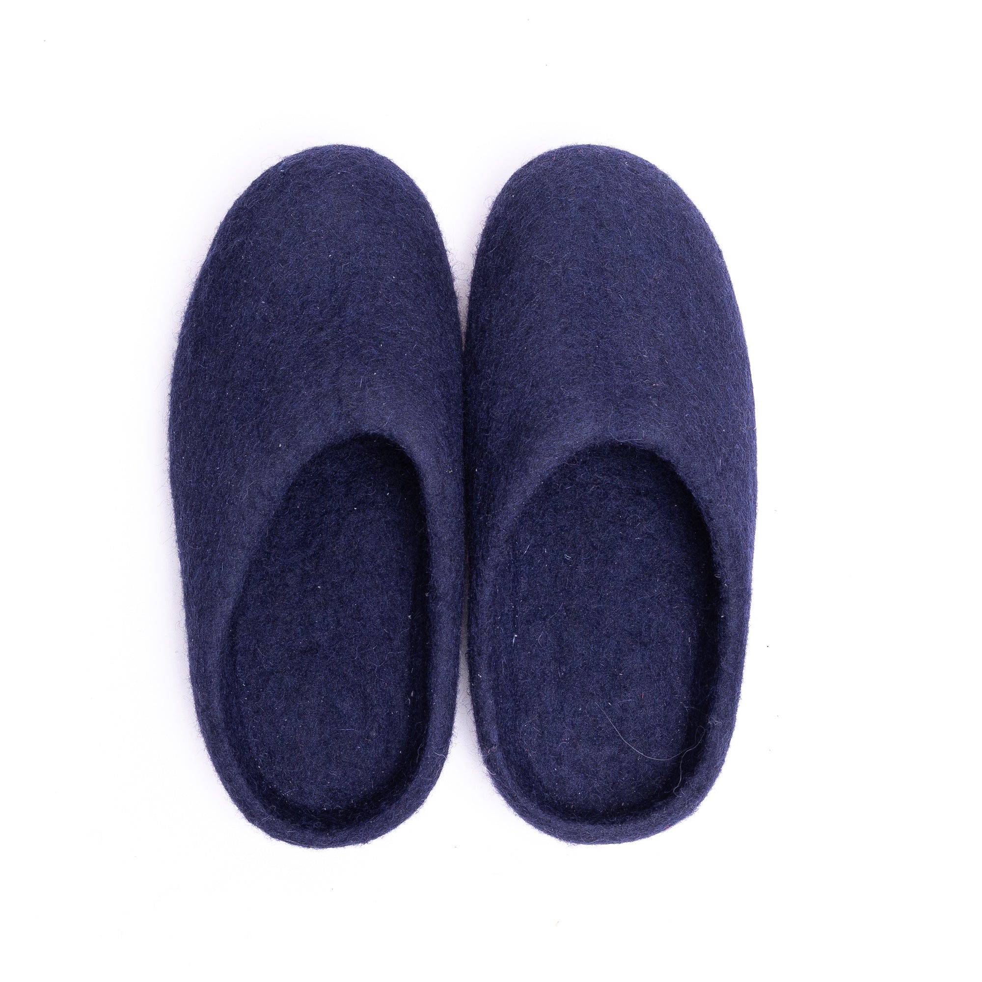 Navy Wool Felt Slippers - Kuuma Shoes