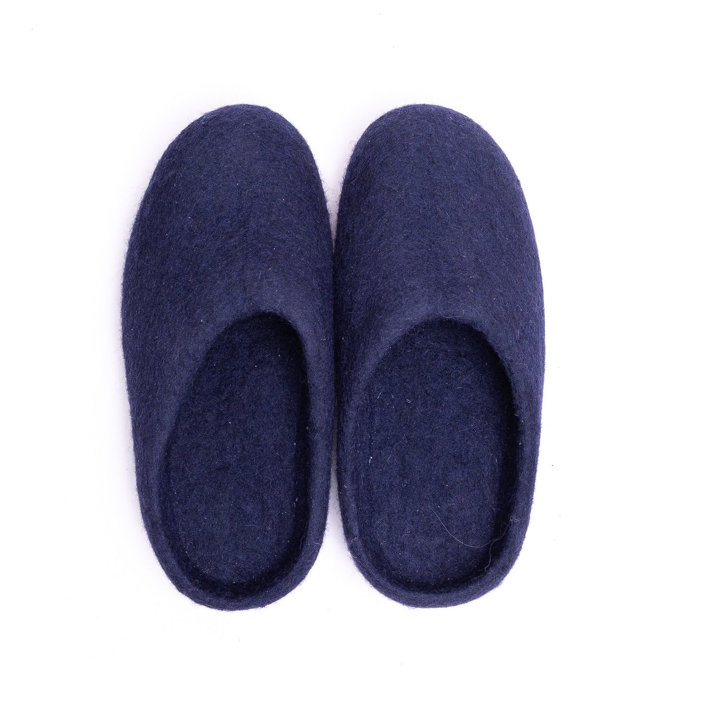 Navy Wool Felt Slippers