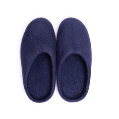 Navy Wool Felt Slippers - Kuuma Shoes