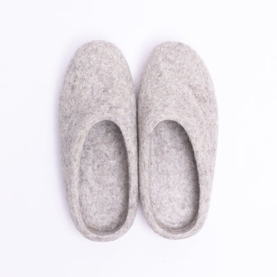 Marbled Tan Wool Felt Slippers