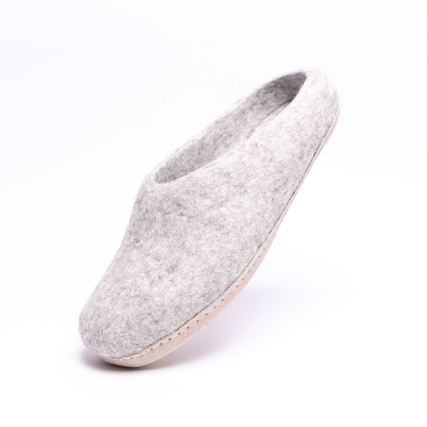 Marbled Tan Wool Felt Slippers