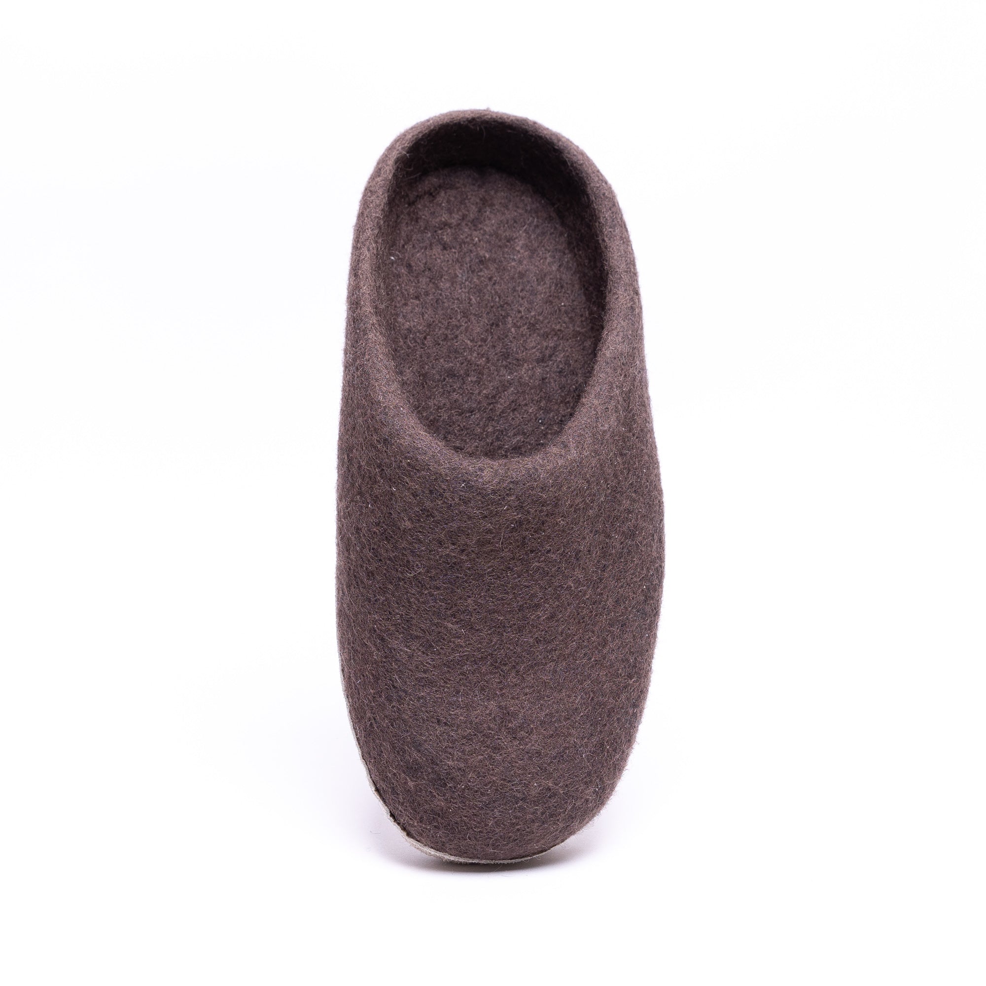 Dark Brown Wool Felt Slippers - Kuuma Shoes