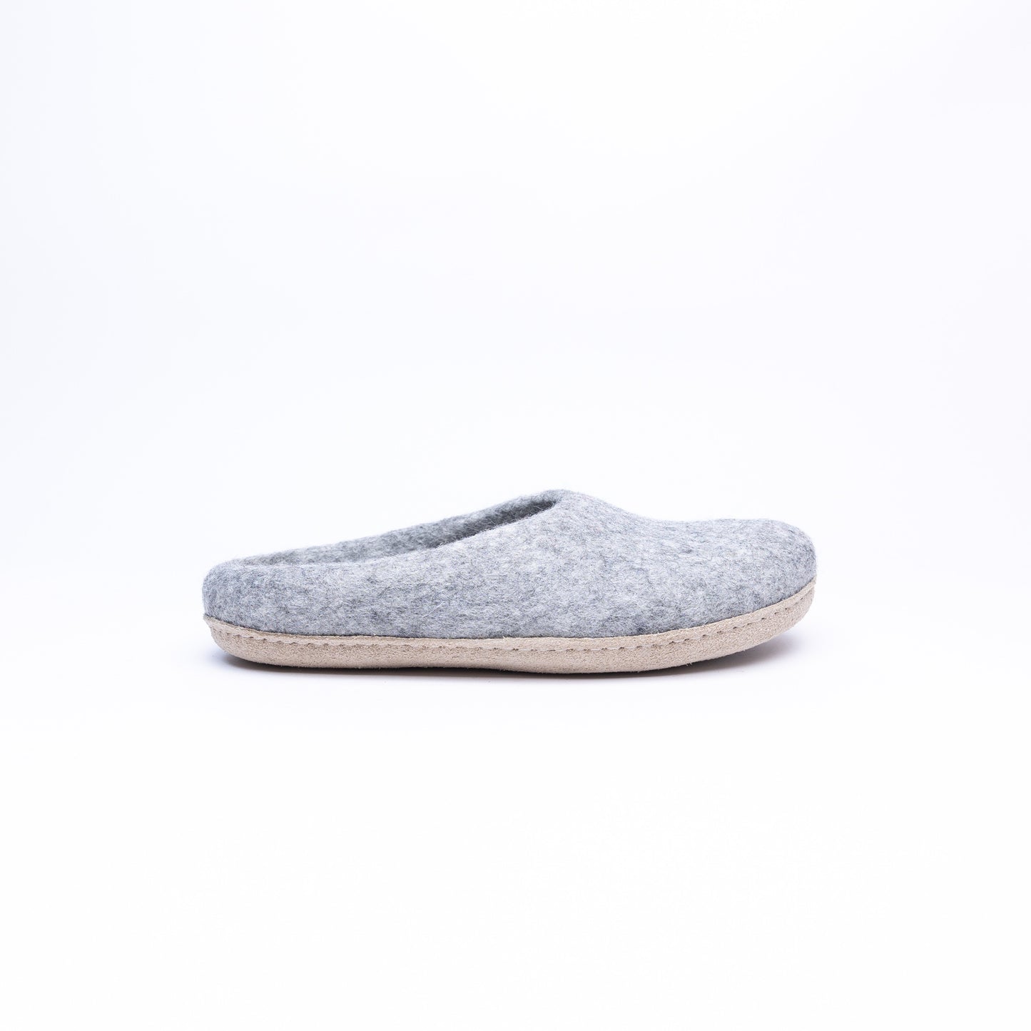 Marbled Light Grey Wool Felt Slippers