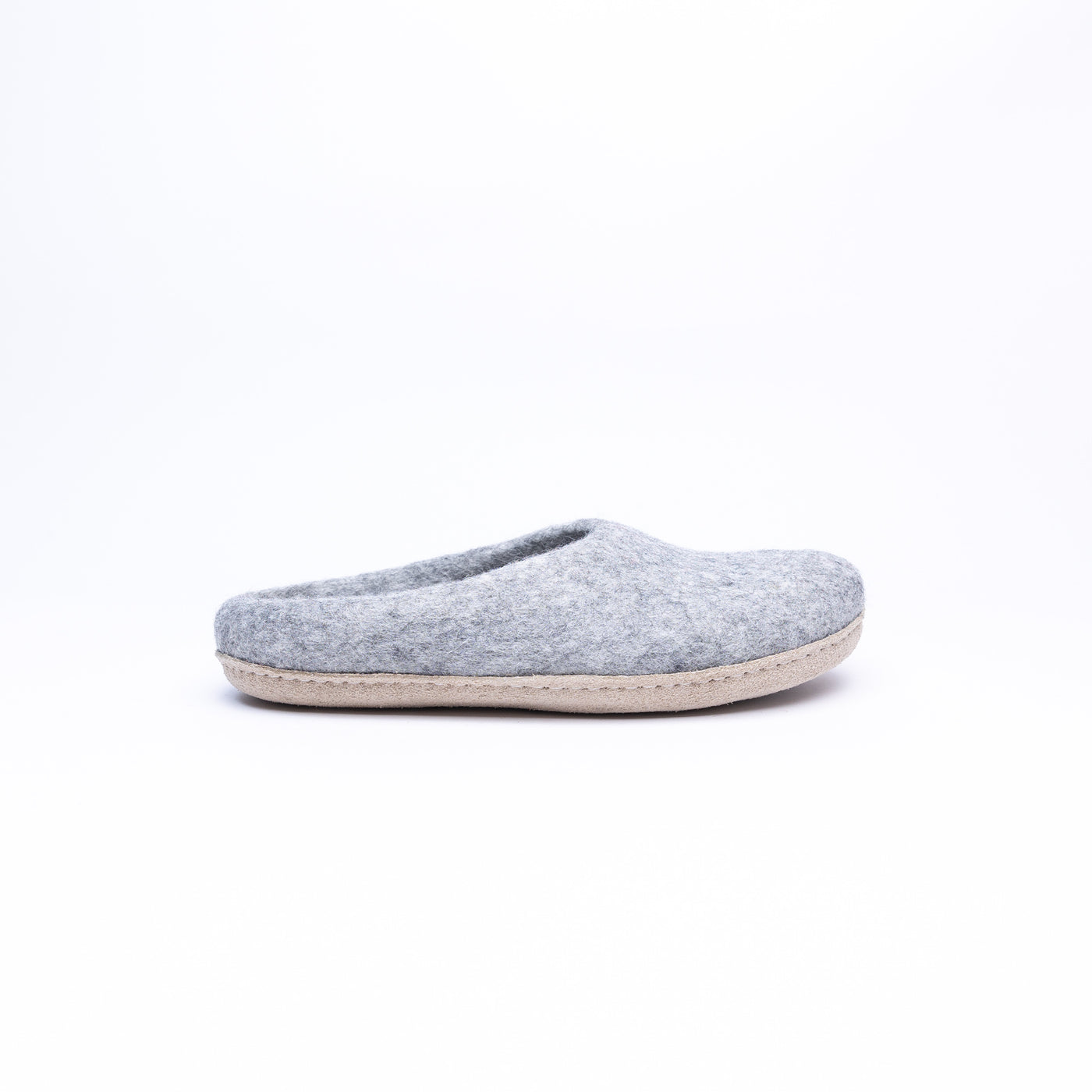 Marbled Light Grey Wool Felt Slippers