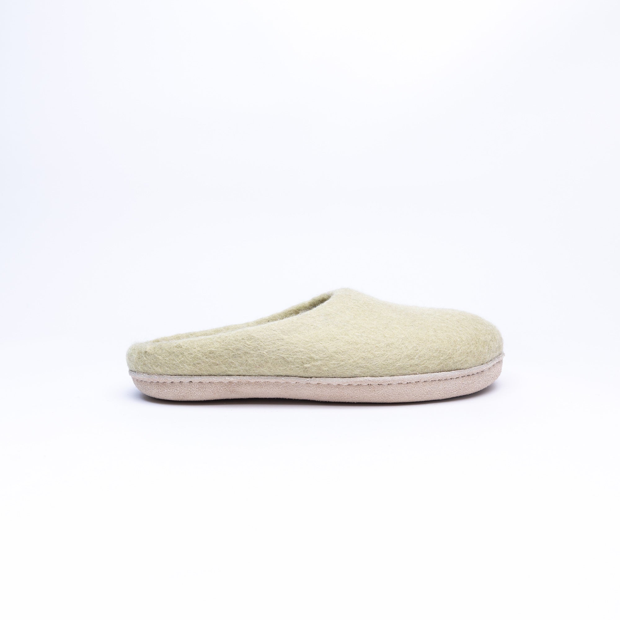 Pastel Green Wool Felt Slippers - Kuuma Shoes