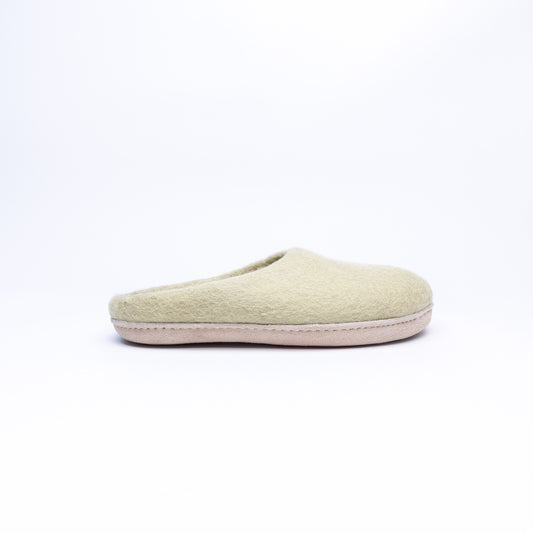 Pastel Green Wool Felt Slippers