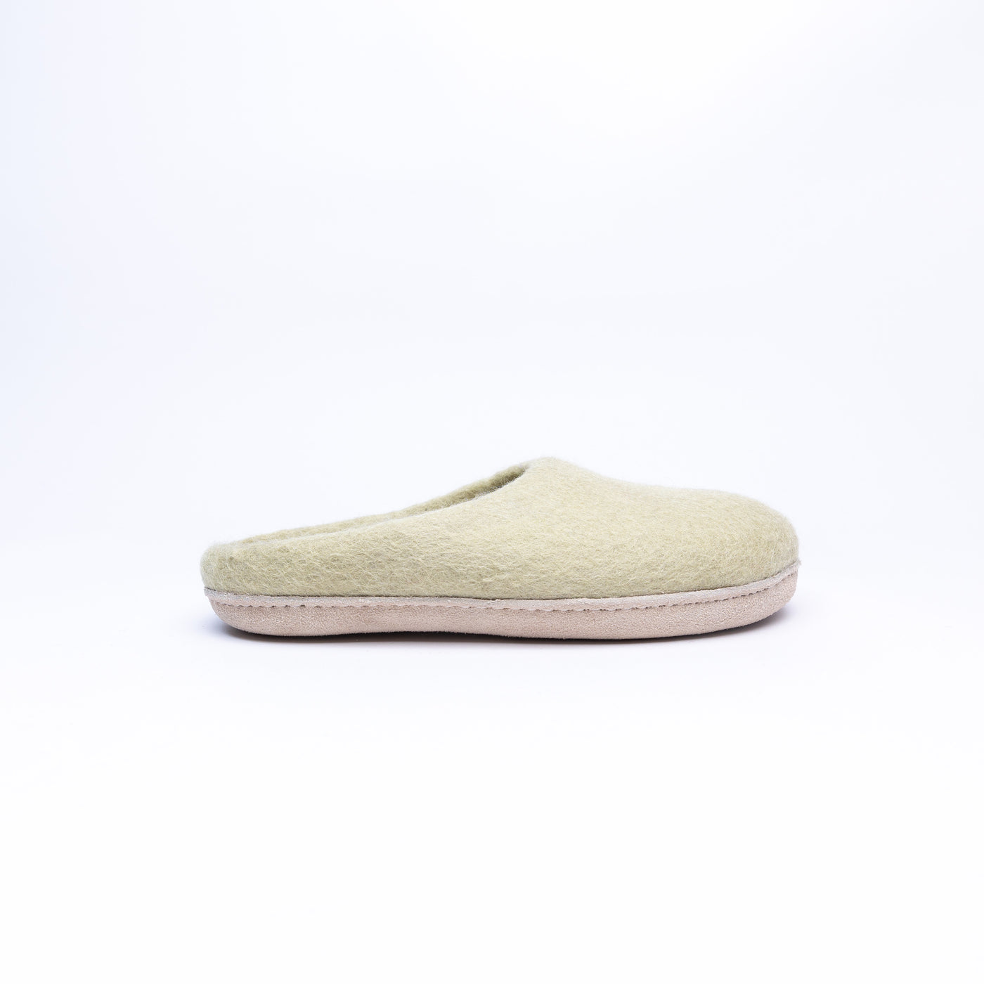Pastel Green Wool Felt Slippers