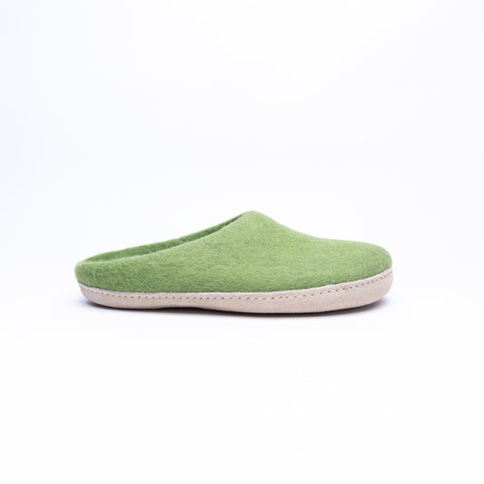Light Green Wool Felt Slippers