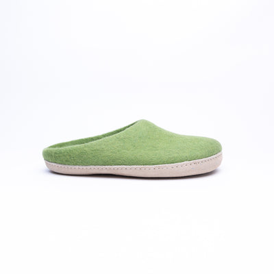 Light Green Wool Felt Slippers