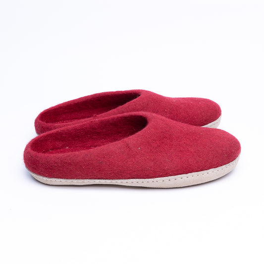 Red Wool Felt Slippers