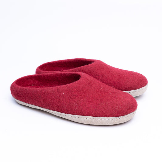 Red Wool Felt Slippers