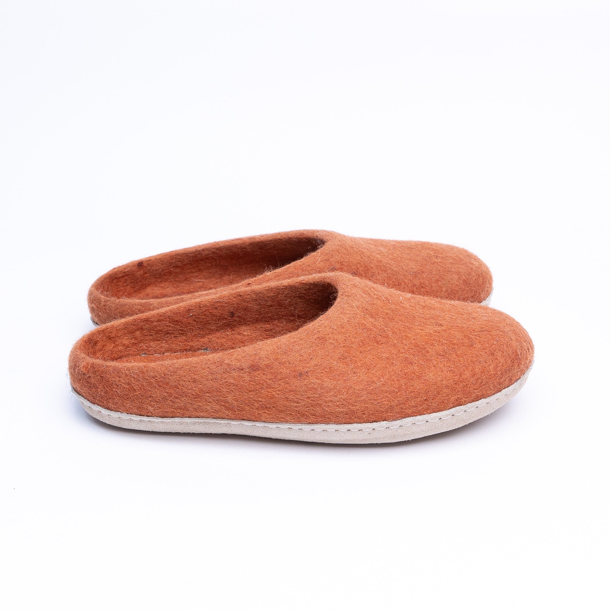 Orange Wool Felt Slippers - Kuuma Shoes