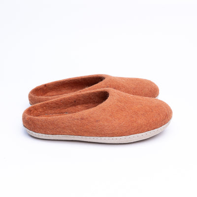 Orange Wool Felt Slippers