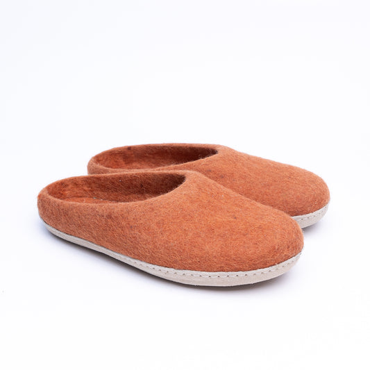 Orange Wool Felt Slippers