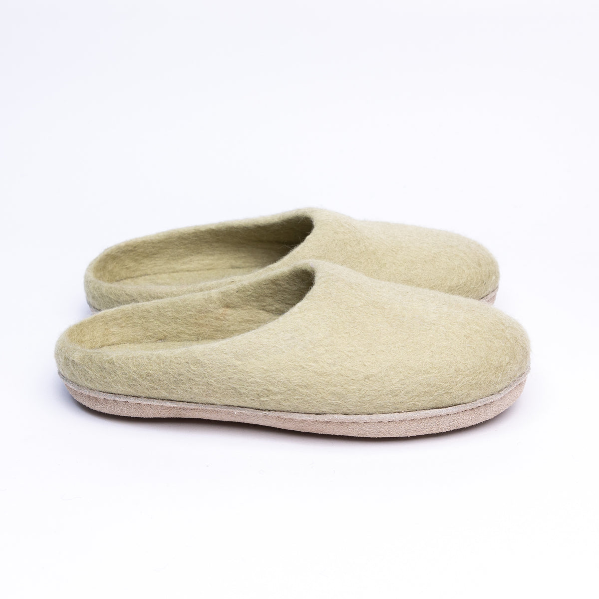Pastel Green Wool Felt Slippers - Kuuma Shoes