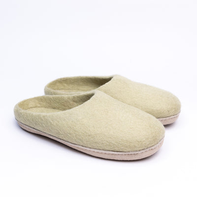 Pastel Green Wool Felt Slippers