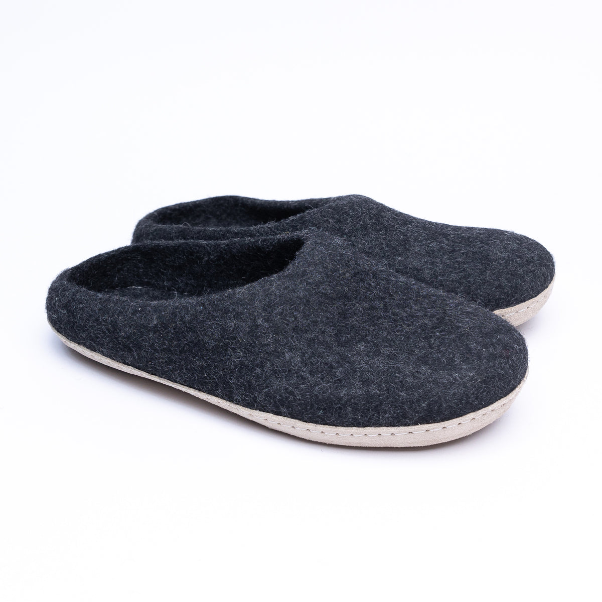 Graphite Wool Slippers - Kuuma Shoes