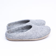 Marbled Light Grey Wool Felt Slippers - Kuuma Shoes