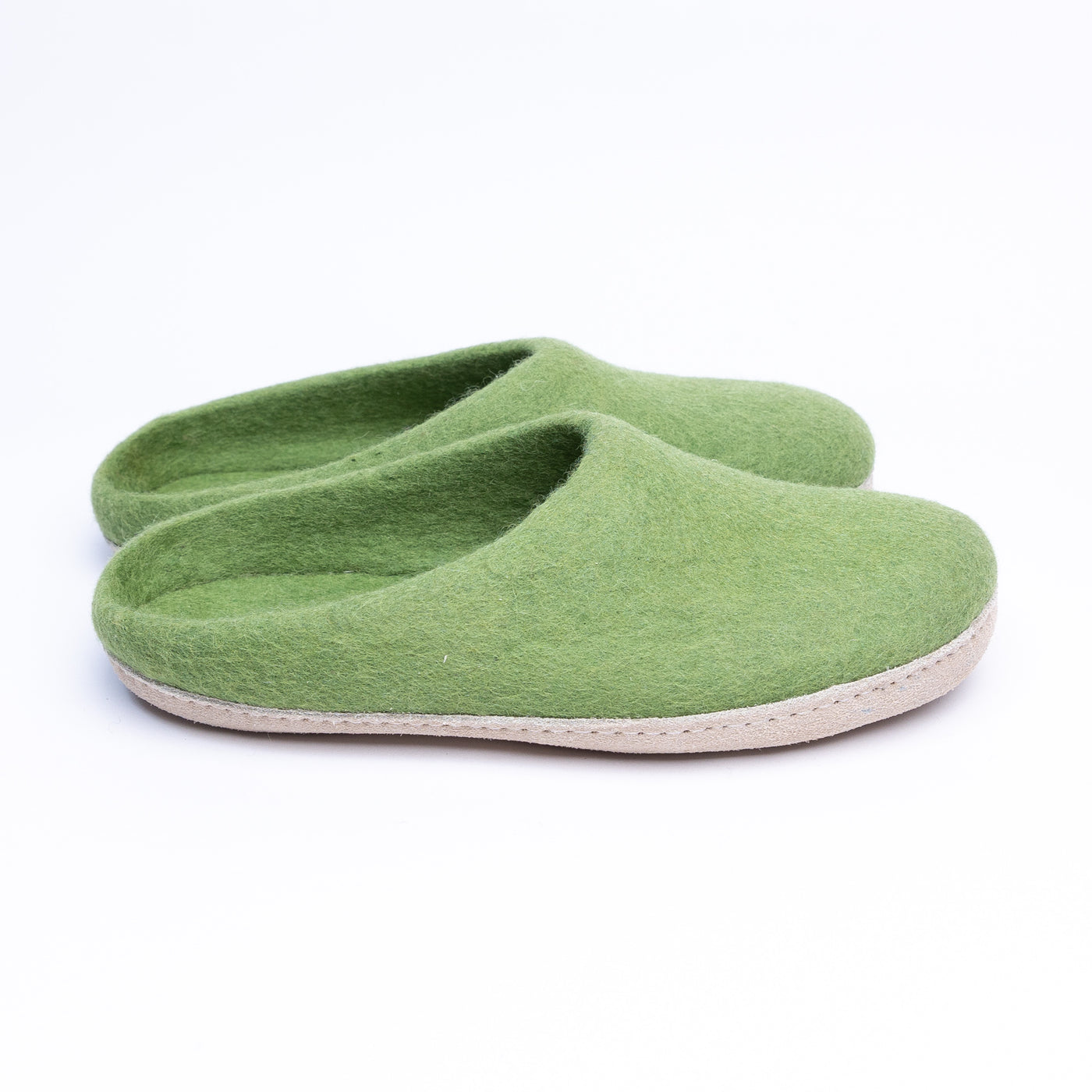 Light Green Wool Felt Slippers