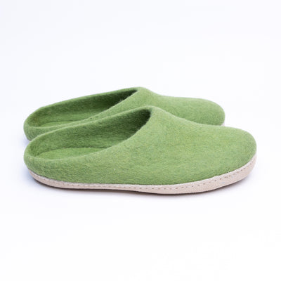 Light Green Wool Felt Slippers