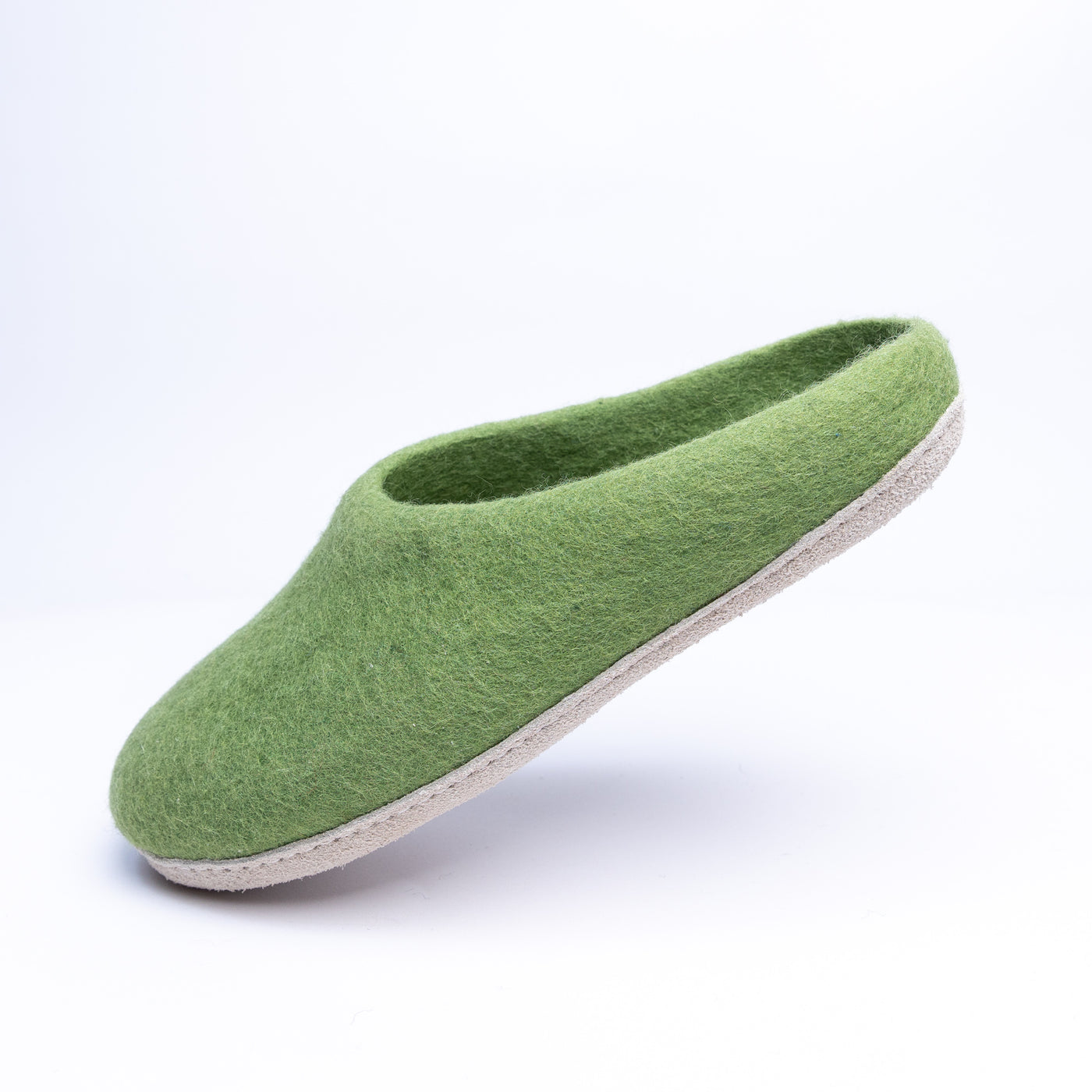 Light Green Wool Felt Slippers