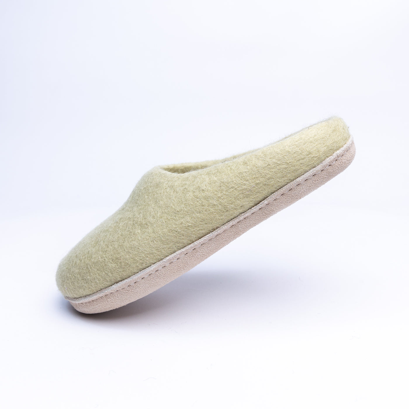 Pastel Green Wool Felt Slippers