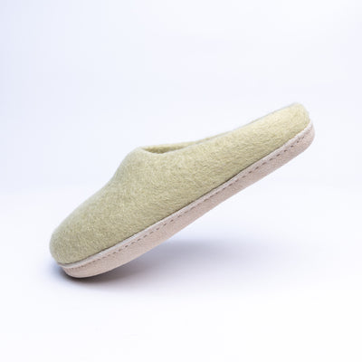 Pastel Green Wool Felt Slippers