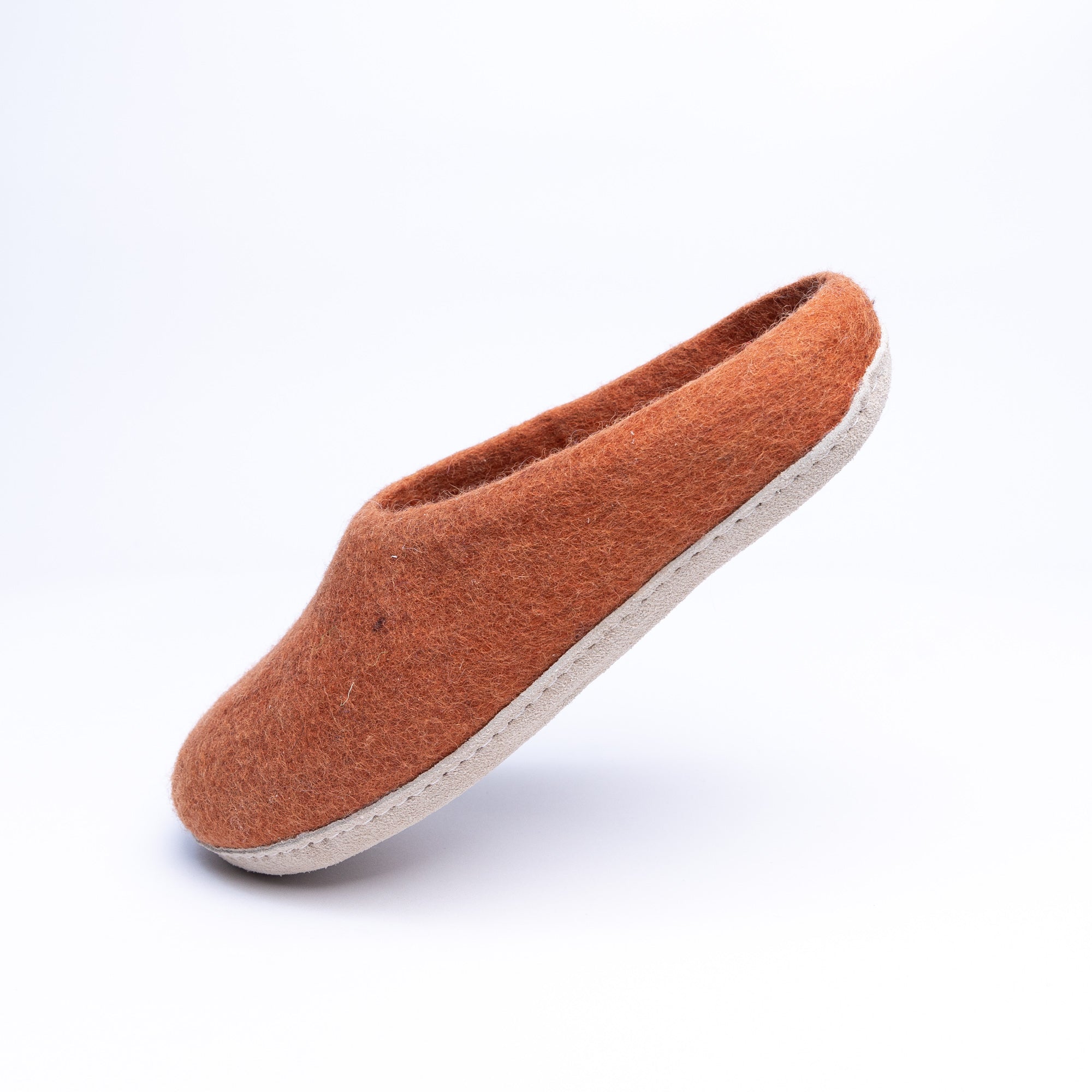 Orange Wool Felt Slippers - Kuuma Shoes