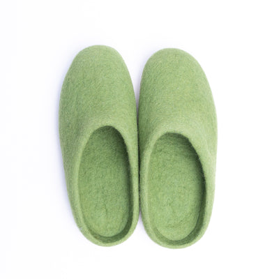 Light Green Wool Felt Slippers