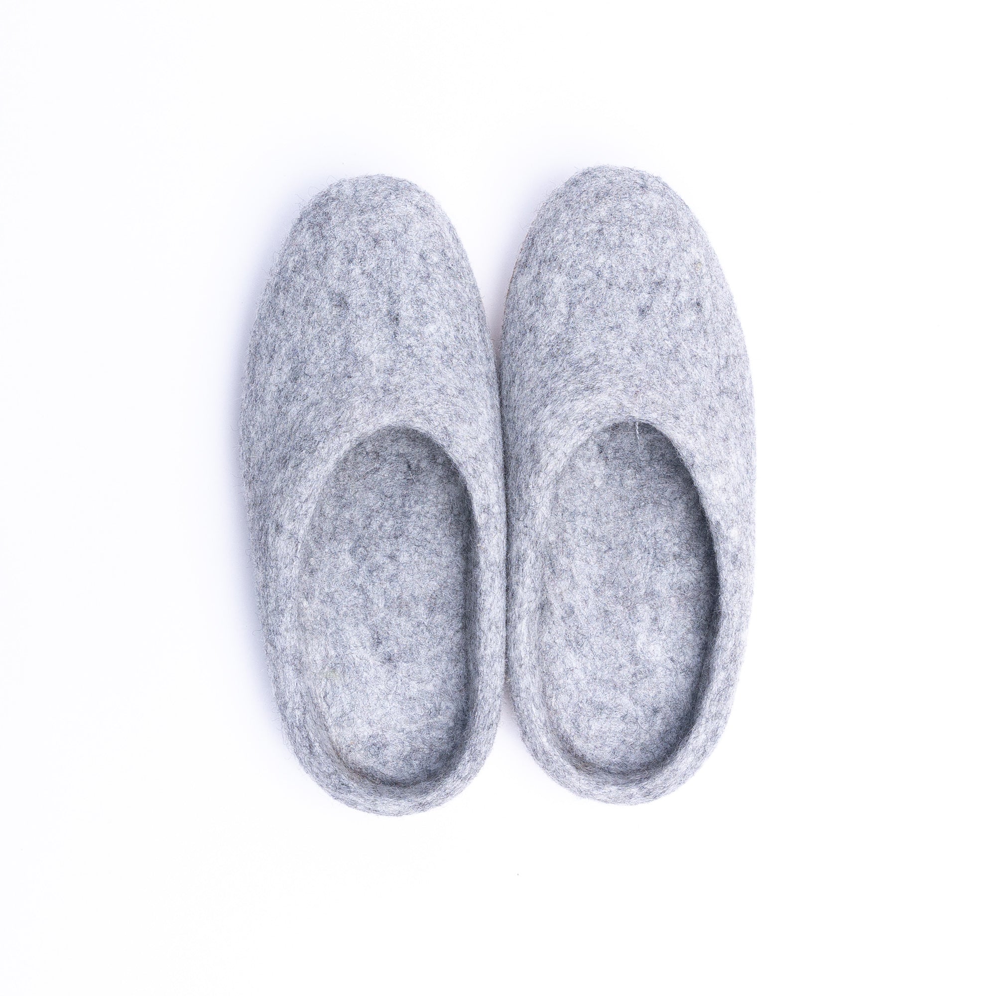 Marbled Light Grey Wool Felt Slippers