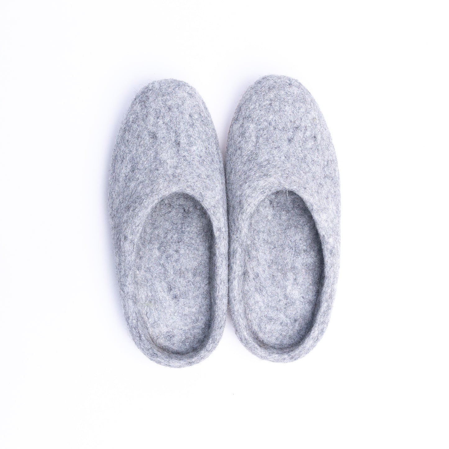 Marbled Light Grey Wool Felt Slippers