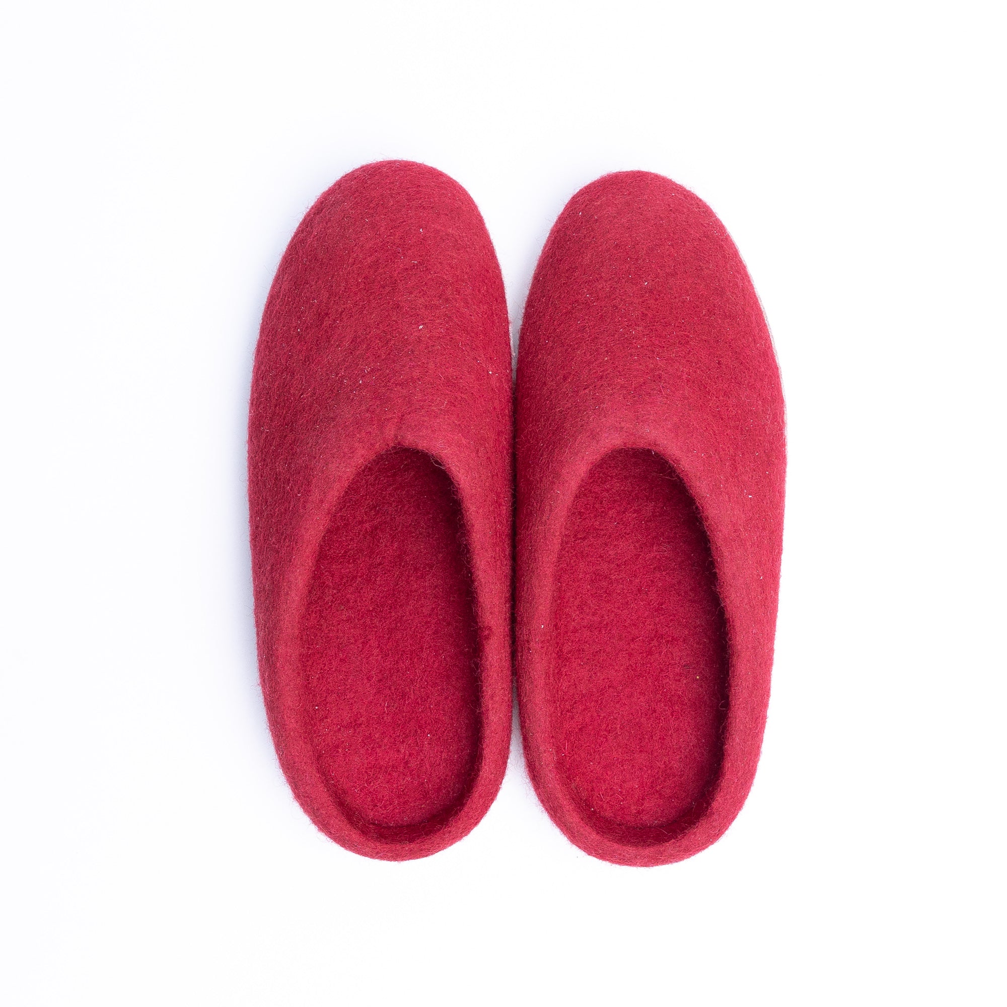 Red Wool Felt Slippers - Kuuma Shoes