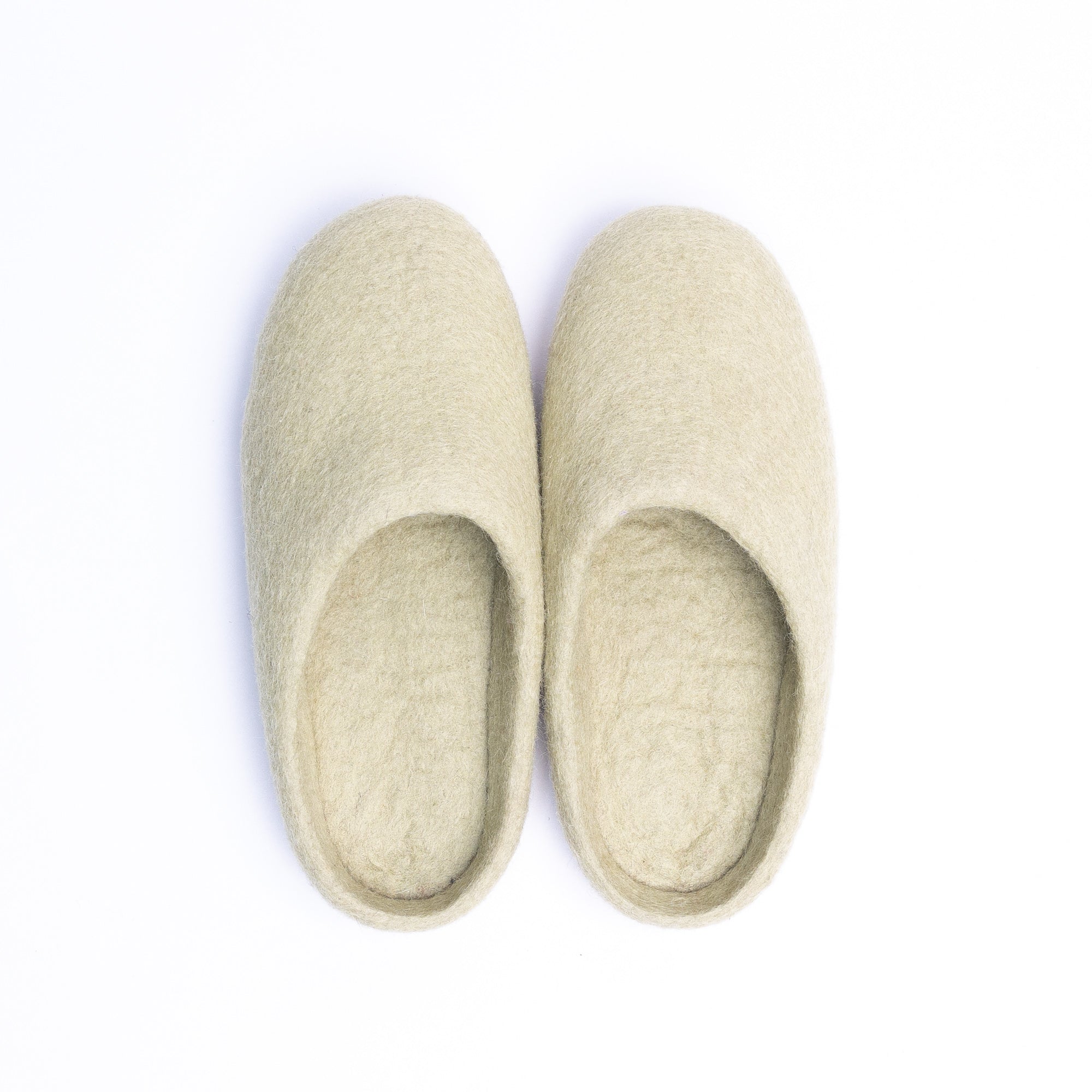 Pastel Green Wool Felt Slippers - Kuuma Shoes
