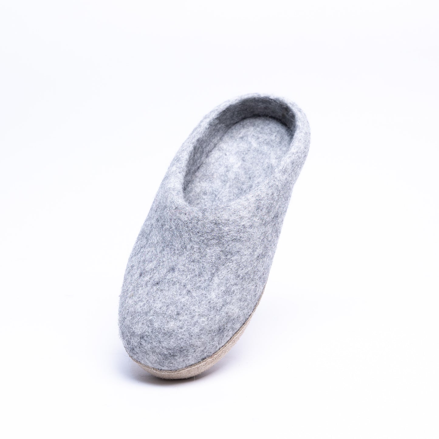 Marbled Light Grey Wool Felt Slippers