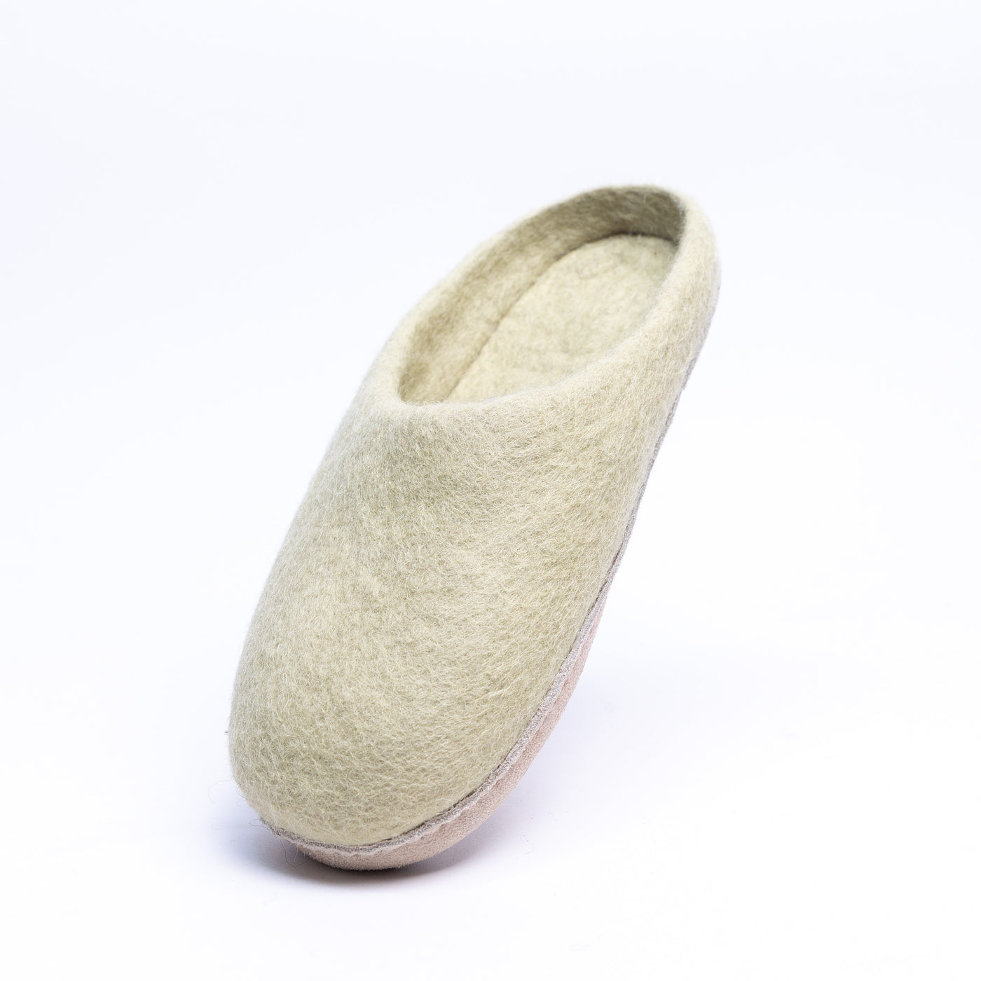 Pastel Green Wool Felt Slippers