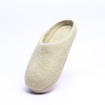 Pastel Green Wool Felt Slippers